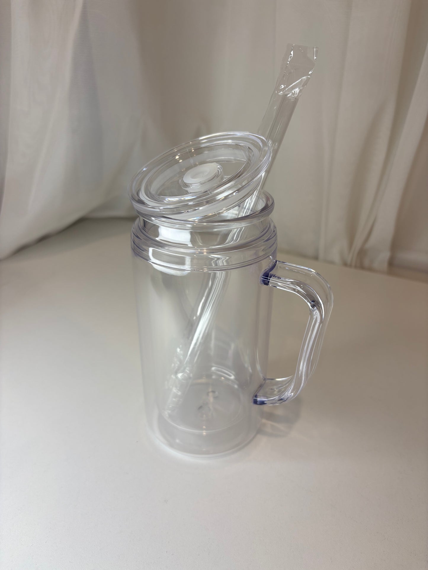 16oz acrylic snow globe tumbler with handle
