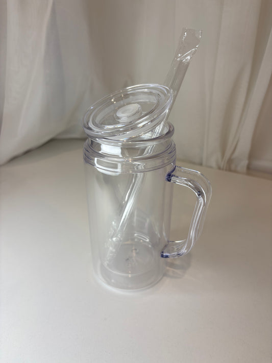 16oz acrylic snow globe tumbler with handle