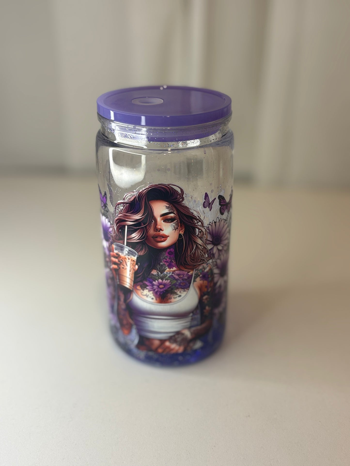 Pre designed 16oz Snow Globe Tumbler